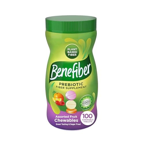 Benefiber Chewable Prebiotic Fiber Supplement Tablets for Digestive Health, Assorted Fruit Flavors - 100 Count image