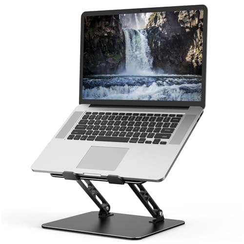 Gogoonike Adjustable Laptop Stand for Desk, Metal Foldable Laptop Riser, Portable Laptop Holder Mount, Ventilated Cooling Computer Notebook Stand Compatible with 10-15.6” Laptops image
