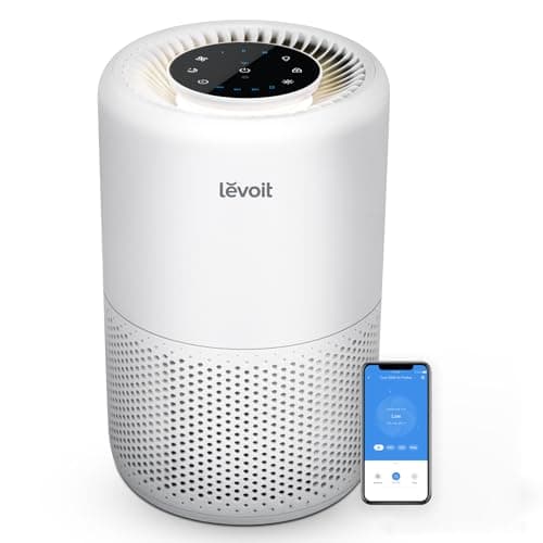 LEVOIT Air Purifier for Home Bedroom, Smart WiFi Alexa Control, Covers up to 916 ft², 3-in-1 Filter with HEPA Sleep Mode for Allergies, Pollutants, Smoke, Dust, 27dB Quiet, Core 200S-P, White image