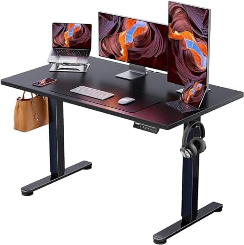 ErGear Height Adjustable Electric Standing Desk, 48 x 24 Inches Sit Stand up Desk, Memory Computer Home Office Desk (Black) image
