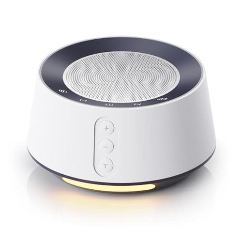 BGOVERSS White Noise Sound Machine with 14 Soothing Sounds and 10 Levels Night Light for Sleeping, 5 Timers and Memory Feature Plug in Sound Machine for Nursery Baby Kids Adults, White image
