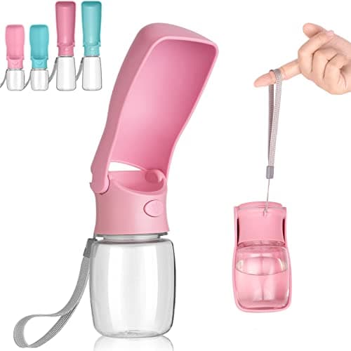 AIKIDS Foldable Dog Water Bottle - Portable Dispenser | Leak Proof & Food Grade Plastic Travel Water Bottle | Pet Water Bottle for Dog Cat Outdoor Walking Hiking Travel (Pink) image