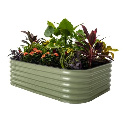 Vego garden Raised Garden Bed Kits, 17" Tall 6 in 1 Modular Metal Raised Planter Bed for Vegetables Flowers Patio Ground Planter Box-Olive Green image