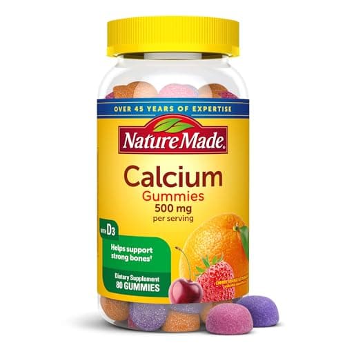 Nature Made Calcium Gummies 500 mg Per Serving with Vitamin D3, Dietary Supplement for Bone Support, 80 Gummies, 40 Day Supply image
