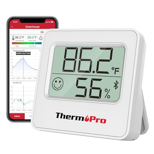 ThermoPro TP357 Digital Hygrometer Indoor Thermometer of 260FT, Bluetooth Thermometer Humidity Meter with Smart App, Room Thermometer Humidity Gauge with Temperature Humidity Sensor image