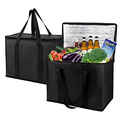 musbus 2-Pack, XL-Large Insulated Grocery shopping bags, Black, reusable bag,thermal zipper image