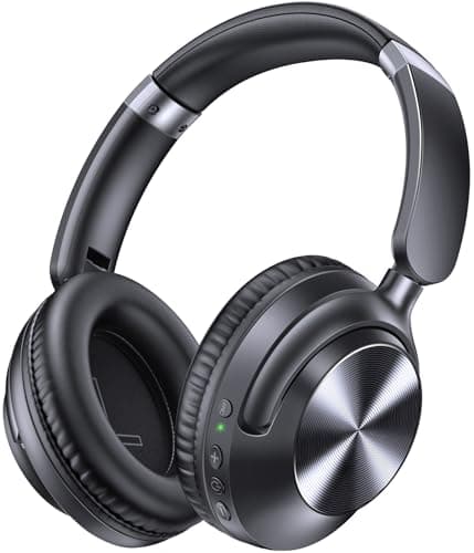 TAGRY Active Noise Cancelling Over Ear Headphones 100H Playback Bluetooth Headphones Earphones with Deep Bass Light Weight Comfort Headsets with Fast Charging for Work Travel Home Office PC Black image