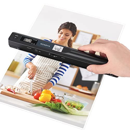 MUNBYN Portable Scanner, Photo Scanner for A4 Documents Pictures Pages Texts in 900 Dpi, Flat Scanning, Include 16G SD Card image