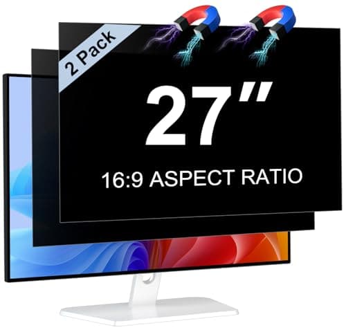 [2 Pack] Magnetic 27 Inch Privacy Screen for 16:9 Aspect Ratio Widescreen Computer Monitor, Anti Glare Blue Light Protector Shield Filter for Eyes, Removable Computer Monitor Privacy Screen 27 inch image