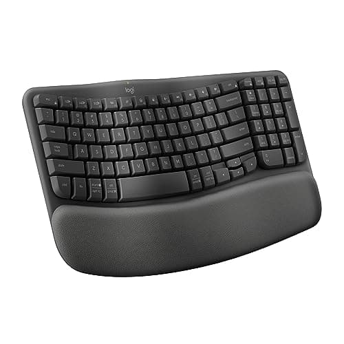 Logitech Wave Keys Wireless Ergonomic Keyboard with Cushioned Palm Rest, Comfortable Natural Typing, Easy-Switch, Bluetooth, Logi Bolt Receiver, for Multi-OS, Windows/Mac - Graphite image