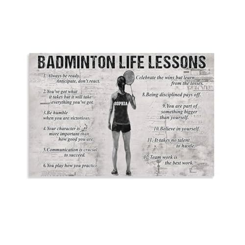 Personalized Badminton Life Lessons Poster Customized Gift for Badminton Woman Lovers image