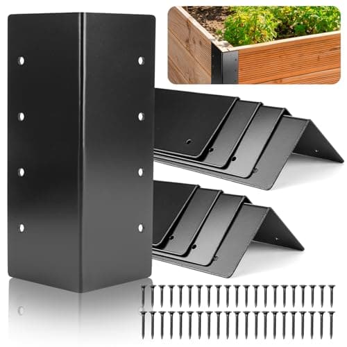 UCandy 4 Pack Raised Garden Bed Corner Brackets, 3"x 3" x 6" Metal Corner Brackets for 9"-12" Garden Bed with Screws for Wood Frame, Flower or Vegetable Garden image