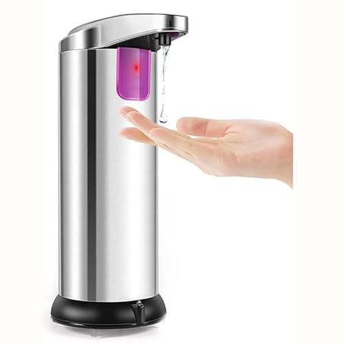 Automatic Soap Dispenser, Stainless Steel Dish Soap Dispenser with Infrared Sensor and Waterproof Base, 3 Levels Adjustable, Touchless Sensor Soap Dispenser, Automatic Hand Soap Dispenser for Bathroom image