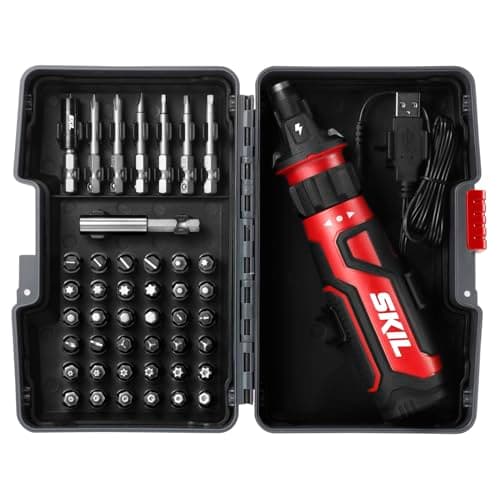 SKIL Rechargeable 4V Cordless Screwdriver with Circuit Sensor Technology Includes 45pcs Bit Set, USB Charging Cable, Carrying Case - SD561204 image