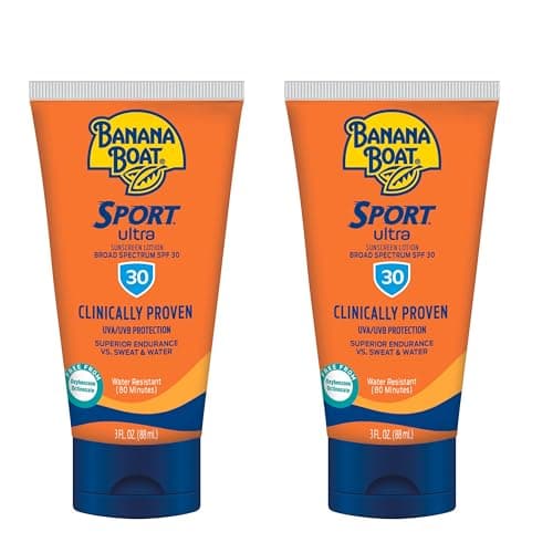 Banana Boat Sport Ultra Sunscreen Lotion SPF 30, Travel Size 3oz Twin Pack, Sweat & Water Resistant Sunblock for Active Lifestyle(Pack of 2) image