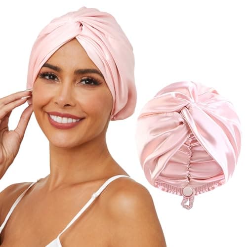 HFRHTGY Adjustable Silk Satin Hair Bonnet for Sleeping image