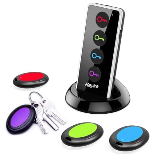 Reyke Key Finder, 80dB+ RF Item Locator Tags with 131ft. Working Range, Wireless Remote Tracker for Wallet, Phone, Glasses, Pet, 1 RF Transmitter & 4 Receivers image