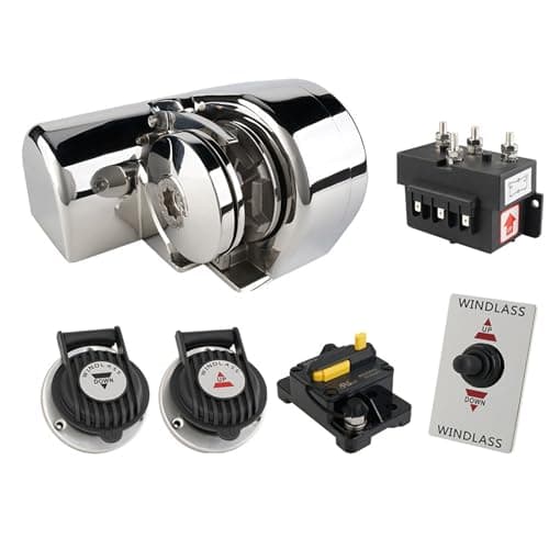 South Bend Components S612 Horizontal Windlass Anchor System - 600W 12V DC|1200 lbs Pulling Power|1/4" Inch HT G4 Chain, 1/2" Rope, 316 Stainless Steel Marine-Grade Housing, Boats 20-35 ft image
