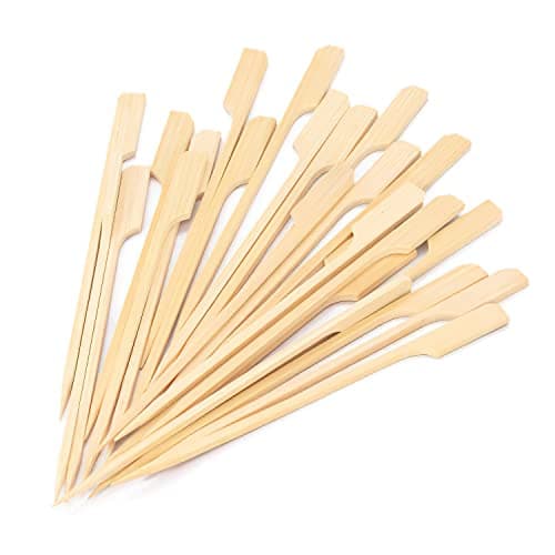 6 Inch Bamboo Skewers 100PCS Food Appetizer Toothpicks Wide Flat Paddle Bamboo Wood Picks for Cocktail, Marshmallow, Fruit, Grilling, Drink, BBQ, Barbecue, Yakitori Chicken, Fondue, Roasting image