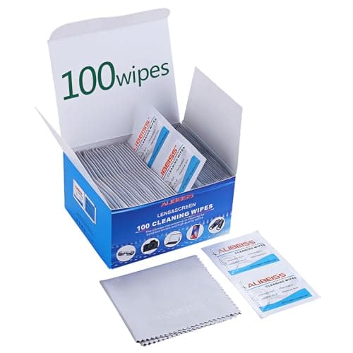 Pre-Moistened Lens Wipes ALIBEISS Screen Wipes for Glasses, Camera, Tablets, Smartphone, Screens and Other Delicate Surfaces, Pack of 100 image