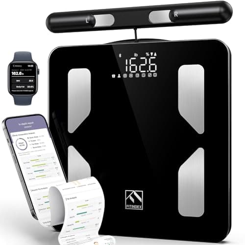 FITINDEX Body Composition Scale for Body Weight, FSA or HSA Eligible Smart Bathroom Scales 8 Electrode with BMI, Body Fat, Muscle Mass, 50 Body Composition Measurements, 400lb image