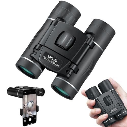 300x25 Binoculars for Adults and Kids, High Powered Mini Pocket Binoculars with Phone Adapter, Waterproof Compact Binoculars for Bird Watching, Hunting, Concert, Theater, Opera, Traveling, Sightseeing image
