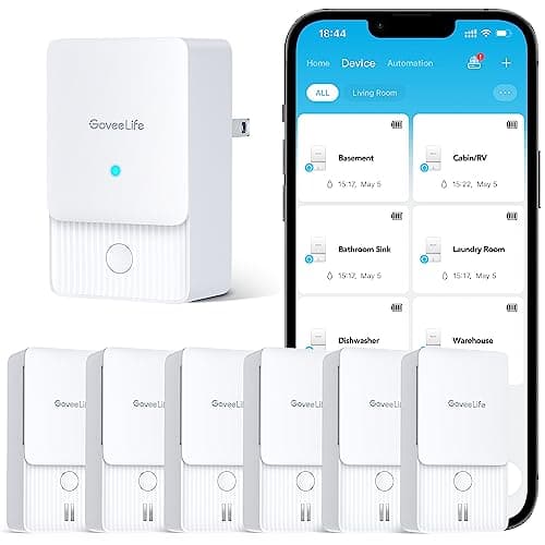 GoveeLife Water Leak Detector 2, LoRa Water Sensor Alarm Monitor Up to 1312ft Open-Air Range, Alexa, App, Email Notifications, Detector Protection for Your Home, Kitchen Sink, Bathroom, Basement image
