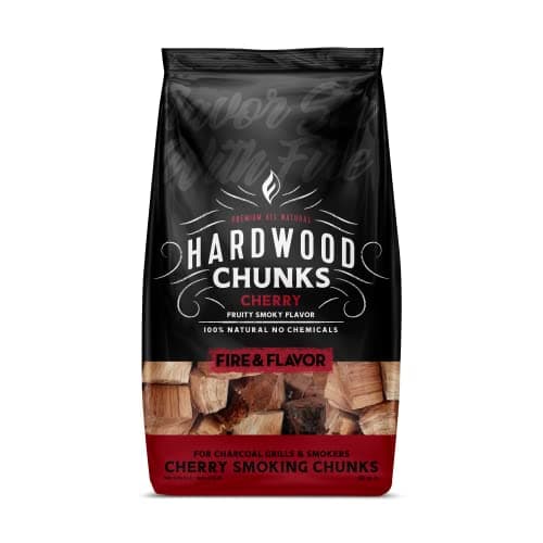Fire & Flavor Cherry Wood Chunks for Smoking and Grilling - All-Natural, Long-Lasting with a Mildly Sweet Flavor - Large Chunk Wood Chips for Smokers, Red image