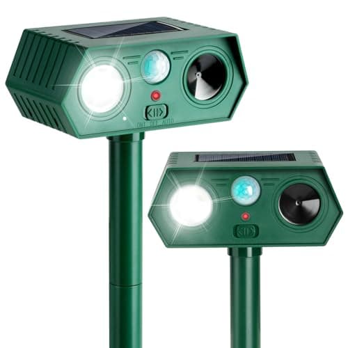 2Pack 2025 Ultrasonic Animal Repellent Outdoor Deer Repellent Devices Solar Animal Repeller Motion Activated Deterrent to Scare Cat Squirrel Rabbit Raccoon Skunk with LED Flash Lights for Yard Lawns image