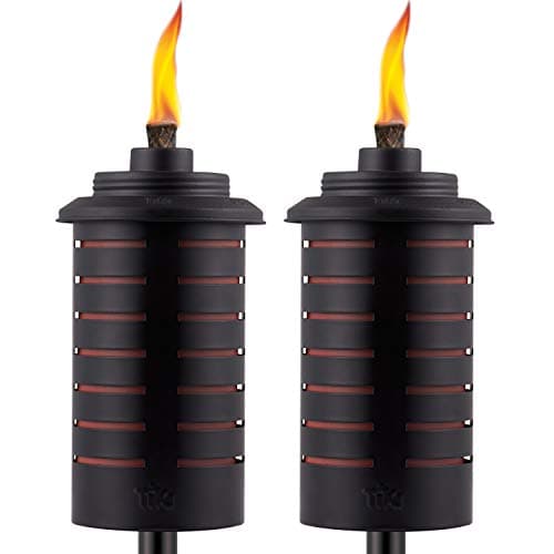 TIKI Metal Black & Orange Easy Install Outdoor Torches, 2-Pack – 65-Inch Decorative Torches for Patio, Lawn, Backyard & Garden – Weather-Resistant Torch Lighting with Wick & Snuffer image