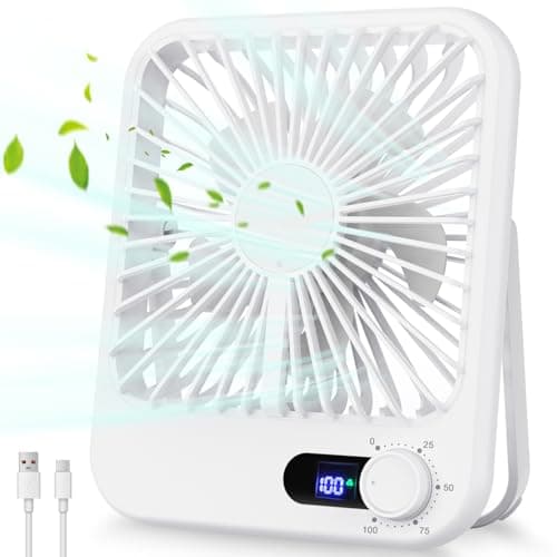 Cooperwin Travel Fan for Sleeping, 6.8" Small Portable Fan Rechargeable Battery Powered, 100 Speeds Personal Mini Desk Fan for Office Bedroom, Cruise Ship Beach Vocation Travel Essentials, White image