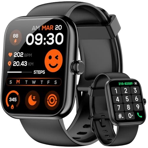 Smart Watch for Men Women, Alexa Built-in Fitness Tracker with Call Function & 1.83" HD Touchscreen, Heart Rate/Sleep Monitor, 100 Sport Modes, IP68 Waterproof, iOS Android Compatible image