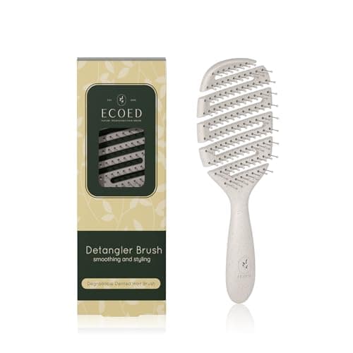 Ecoed Hair Brush, Vented Detangling Brush for Curly, Thick, and Straight Hair - Gently Detangles and Smooths hair - Works on Wet or Dry Hair - Eco-Friendly and Biodegradable - Unisex image
