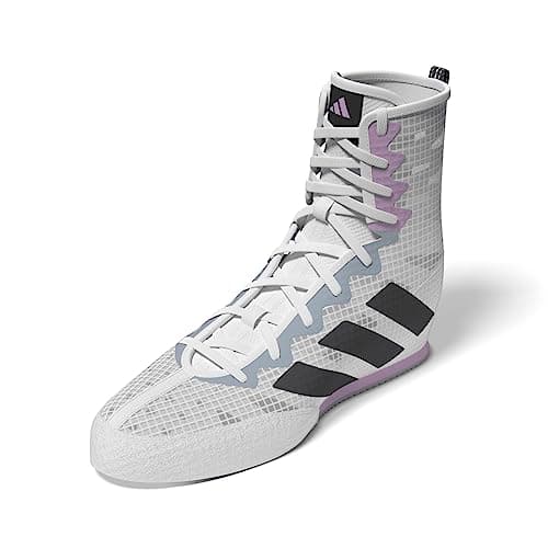 adidas BoxHog4 Boxing Shoes - High-Performance Grip, Comfort, and Modern Style, White/Black, 9.5 image