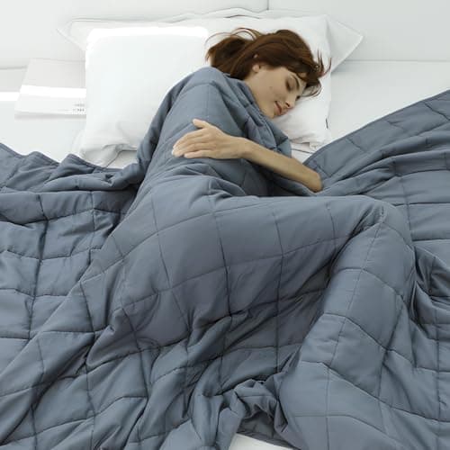 Weighted Idea Weighted Blanket for Adults (Dark Grey, 48"x72",15lbs) Cooling Breathable Heavy Blanket with Premium Glass Beads All-Season Soft Thick Blanket image