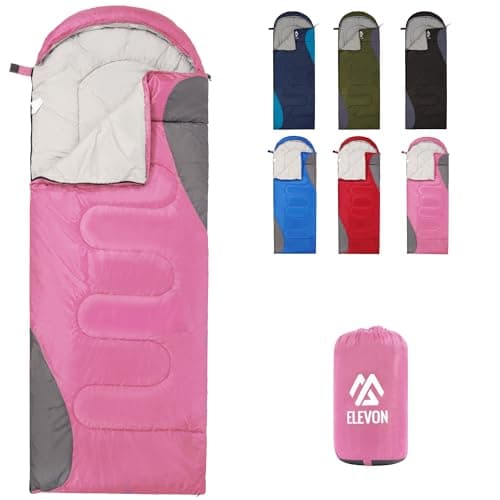 Elevon Sleeping Bag for Adults Teens Kids Cold Warm Weather, Portable Waterproof & Lightweight, Compact with Compression Sack, for 3-4 Seasons Camping, Backpacking, Hiking, Travel, Indoors Outdoors image