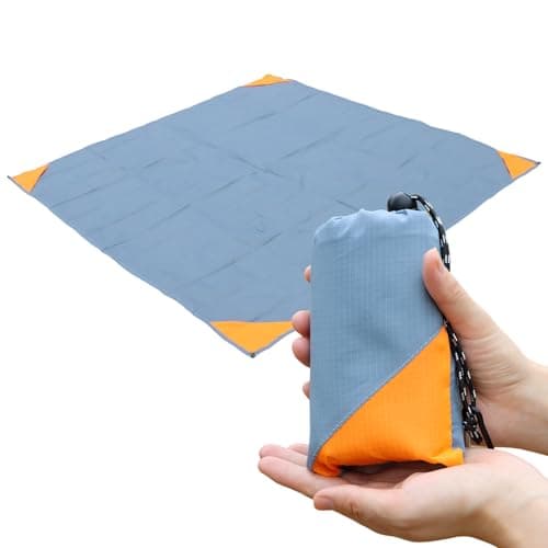 Orga'Neat Pocket Picnic Blanket, Sandproof Lightweight Pocket Camping Tarp, 55″x 60″ Foldable & Fits into Small Bag, Water Resistant Washable Quick Dry Compact Beach Mat for Outdoor Recreation image