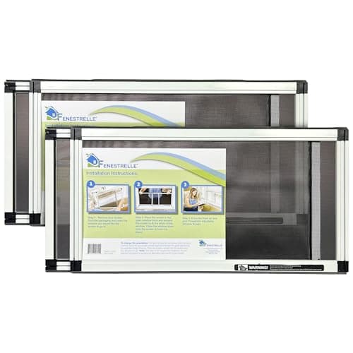Fenestrelle Expandable Window Screen, 2 Way Adjustable Window Screen, Horizontal (10" H x 19" - 36" W) or Convert to Vertical (19" H x 10" - 18" W), Pack of 2 image