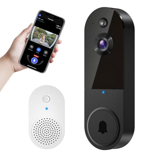 Hubposh Smart Video Doorbell Camera Wireless Wi-Fi Cam with Night Vision, Motion Detection, Cloud Storage, Two Way Audio, Chime Ringer Included(Black) image