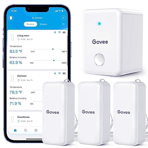 Govee WiFi Hygrometer Thermometer Sensor 3 Pack, Indoor Wireless Smart Temperature Humidity Monitor with Remote App Notification Alert, 2 Years Data Storage Export, for Home, Greenhouse image