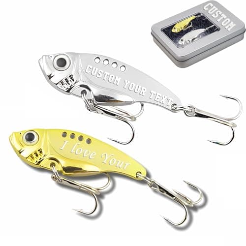 2 Pcs Personalized Fishing Lure Kit with Box Engraving Custom Text Fishing Hooks Fisherman Gift for Him Dad Husband Anniversary Birthday image