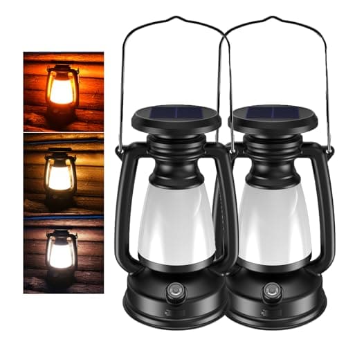 4000mAh Classic Solar-Powered Rechargeable Camping Lantern: Vintage Style for Hiking, Hunting, and Fishing. Brightness Adjustable and eco-Friendly for Outdoor Adventures. (2) image