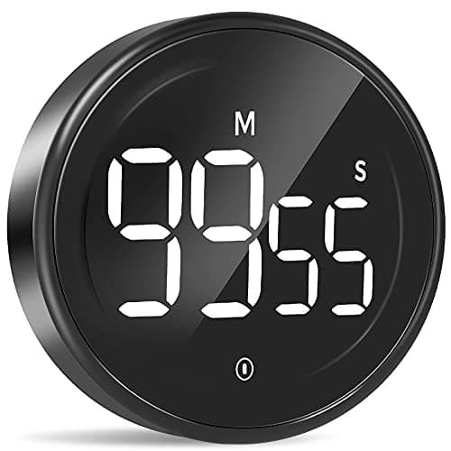 LIORQUE Digital Kitchen Timer, Magnetic Countdown Countup Timer with Large LED Display, 2 Brightness Levels, 3 Volume Levels, Productivity Timers for Classroom Cooking Fitness image