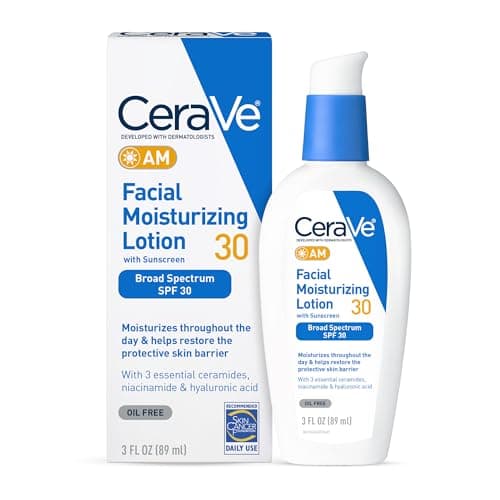CeraVe AM Facial Moisturizing Lotion with SPF 30, Oil-Free Face Moisturizer with SPF, Formulated with Hyaluronic Acid, Niacinamide & Ceramides, Non-Comedogenic, Broad Spectrum Sunscreen, 3 Ounce image