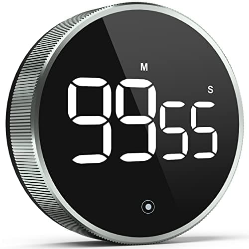 Digital Kitchen Timer, 3.8'' Large LED Display Countdown Countup Timer, Timer for Kids, Classroom Magnetic Timer, Adjustable Volume, Brightness, Easy for Cooking/Study/Office/Exercise (Ridged Knob) image