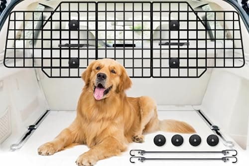 FEED GARDEN Adjustable Dog Car Barrier for SUVs,Vehicles, Trucks, Upgraded Universal-Fit Pet Divider Gate Large Pet Barrier for Cargo Area 36.6" to 60.6" Width Black image