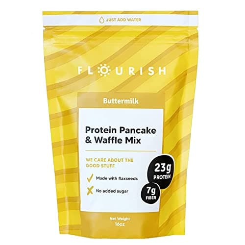 Flourish - Protein Pancake & Waffle Mix, Whey Protein Isolate & Flax Seed, Non-GMO, No Added Sugar, Superfood, High Protein & Fiber, Just Add Water - Buttermilk, 16oz image