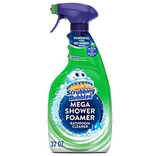 Scrubbing Bubbles Mega Bathroom and Shower Cleaner Spray, Foaming Action Removes Limescale and Soap Scum, Rainshower Scent, 32oz image