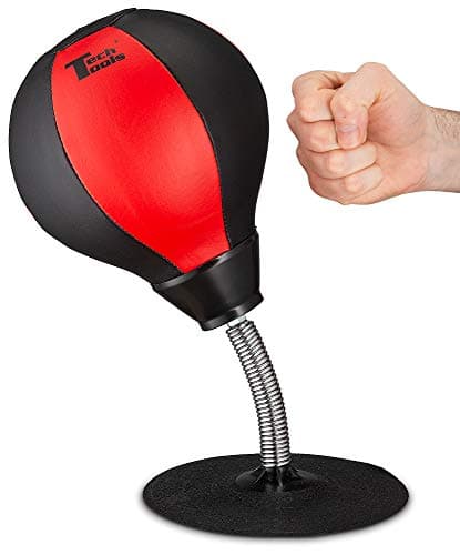 Tech Tools Stress Buster Desktop Punching Bag - Suctions to Your Desk, Heavy Duty Stress Relief Ball, Funny Desk Accessories, Office White Elephant Gift for Boss or Coworker Men and Women image