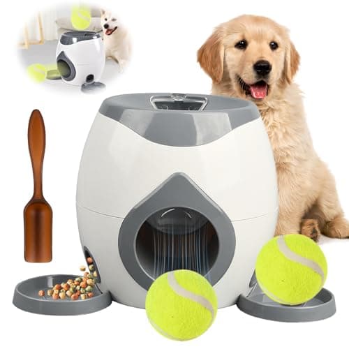Automatic Dog Ball Launcher, 2025 New Dog Tennis Ball Throwing Machine, Dog Thrower Launcher Tennis Ball for Interactive Play & Training, Dog Ball Thrower Launcher with Food Reward (Drak Gray) image